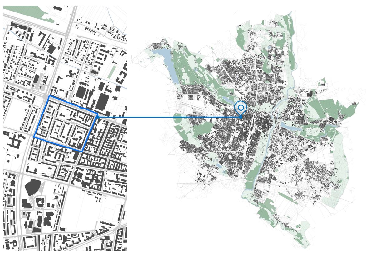 Lokalizacja projektu planu na tle miasta