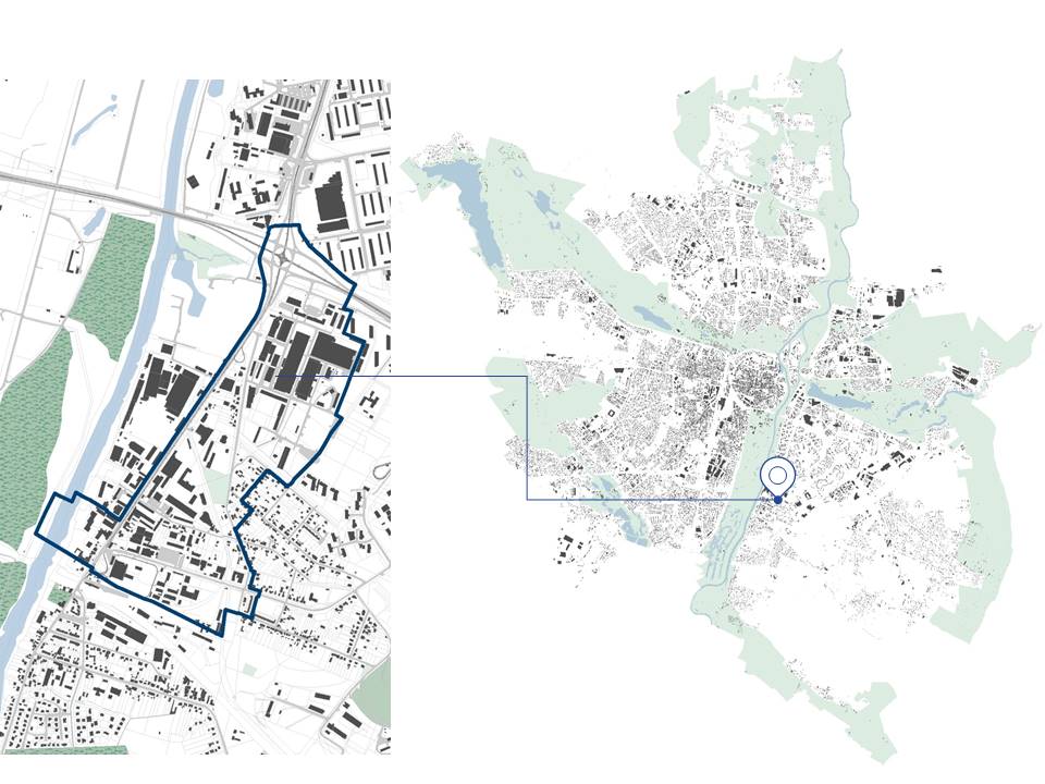 mapa z granicą projektu