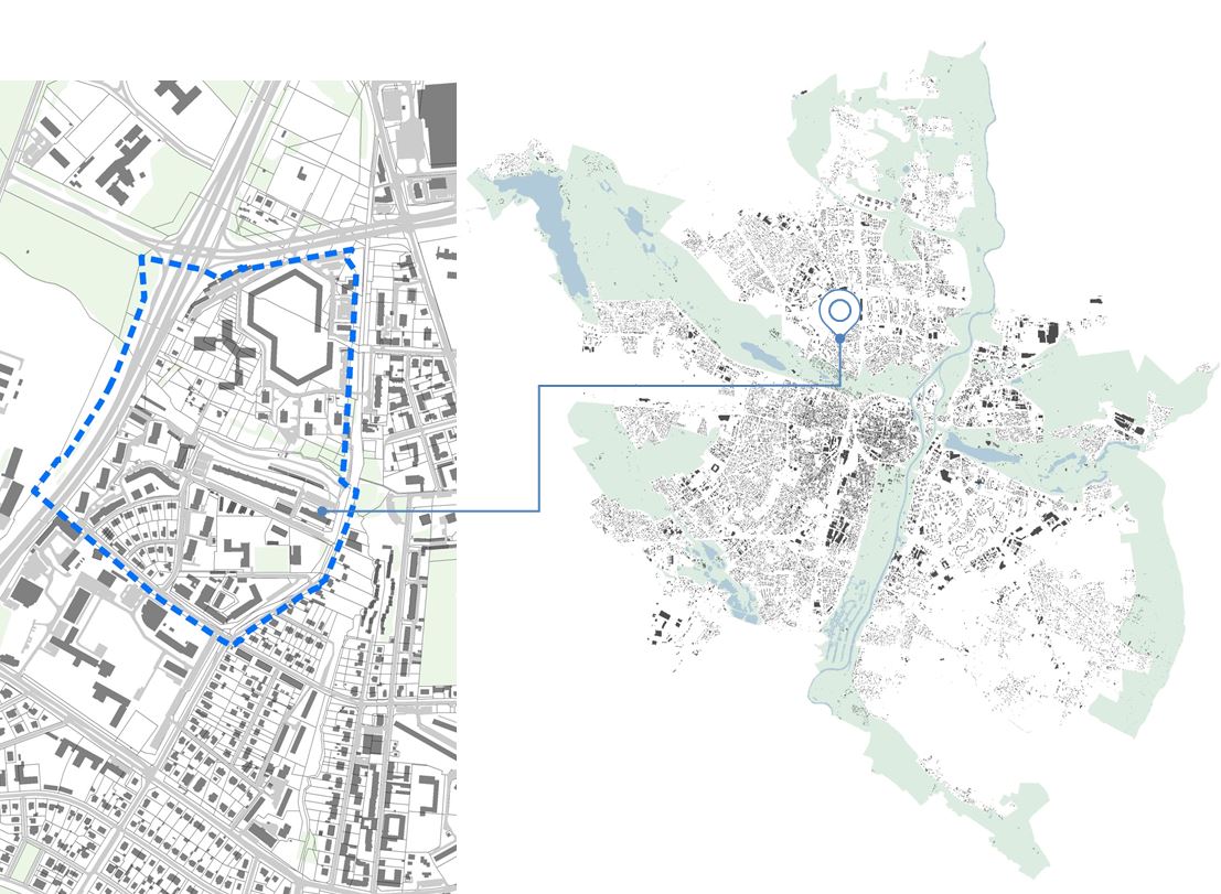 Lokalizacja projektu planu na tle miasta